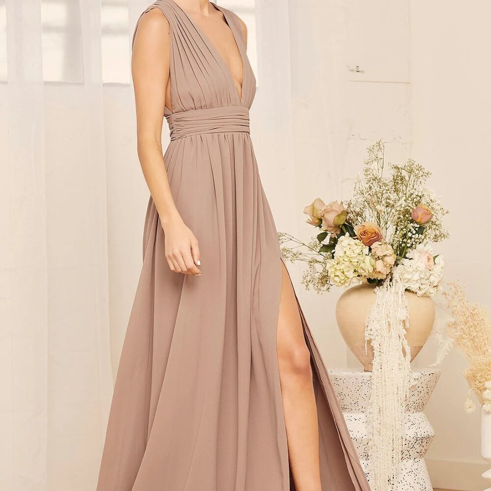 Heavenly Hues Taupe Maxi Dress